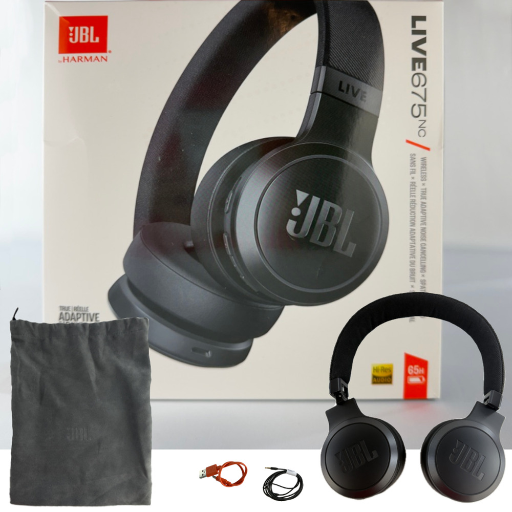 JBL Live 675NC Wireless On-Ear Headphones Noise Cancelling Black New Open Box